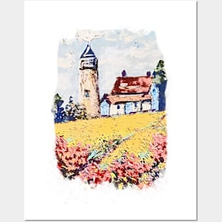 Lighthouse and Flowers Posters and Art